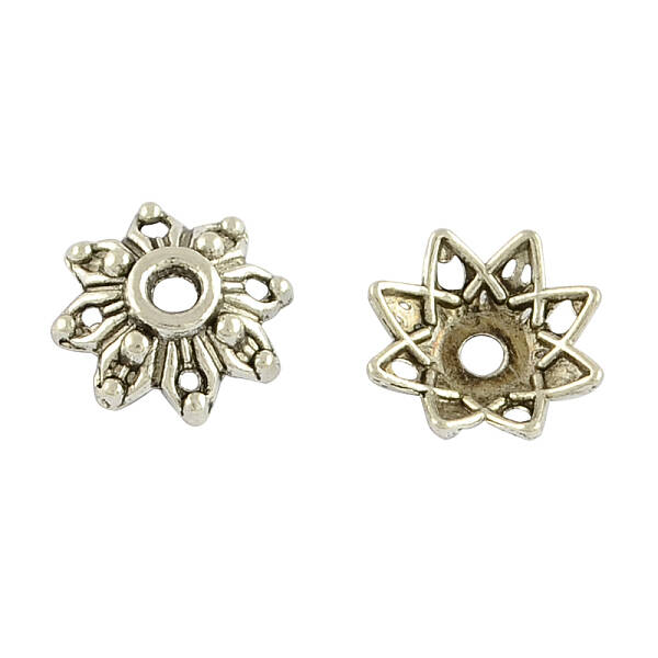8-Petal Flower Alloy Bead Caps