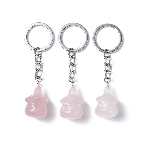 Natural Rose Quartz Keychains