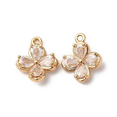 Brass Pave Clear Cubic Zirconia Charms