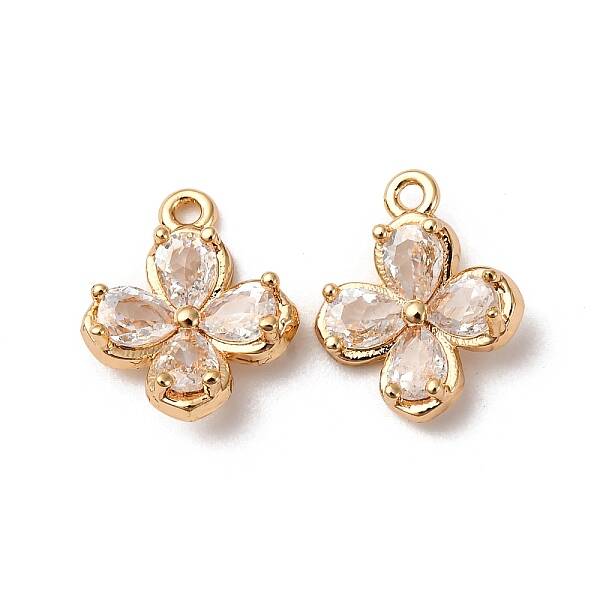 Brass Pave Clear Cubic Zirconia Charms