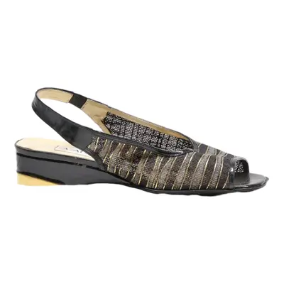 ACCADEMIA Slingback Heels Black Leather Womens UK 5.5