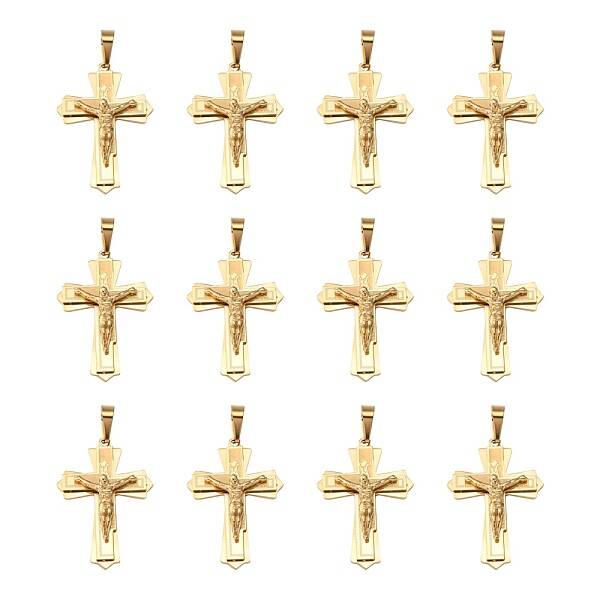 Golden 304 Stainless Steel Crucifix Cross Big Pendants for Easter