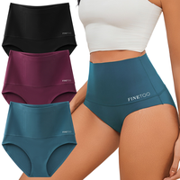 FINETOO 3PCS High Waisted Underwear For Women Nylon Seamless Briefs Everyday Comfort Lingerie Bridal Cute Panties S-3XL  Wome...