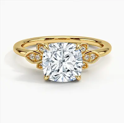 10K Gold 0.55 to 3.05 CT.T.W. Cushion Cut Lab Created Diamond Engagement Band IGI Certified
