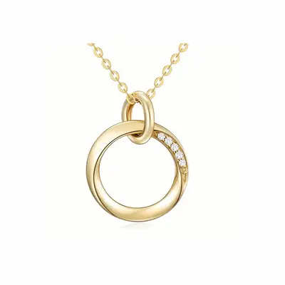 14K Gold Circular Shaped Moissanite Round Pendant Necklace
