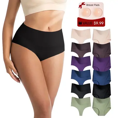COLISHELL Women's High Waist Seamless Underwear Full Coverage Brief No Show Panties Sexy Comfortable Pantie Multi  S-XXL