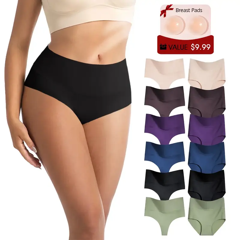 COLISHELL Women's High Waist Seamless Underwear Full Coverage Brief No Show Panties Sexy Comfortable Pantie Multi  S-XXL