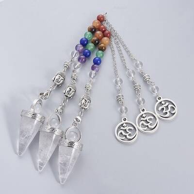 Chakra Jewelry Natural Quartz Crystal Cone Dowsing Pendulums