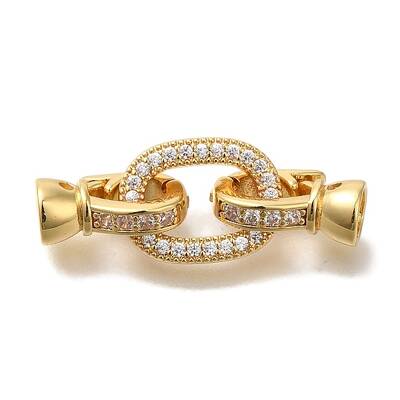 Brass Micro Pave Clear Cubic Zirconia Fold Over Clasps