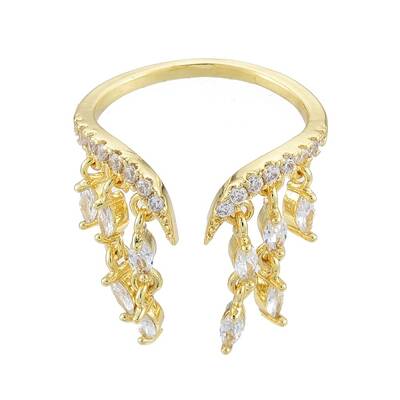 Clear Cubic Zirconia Horse Eye Charms Open Cuff Ring