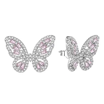 Agato Beautiful Silver Butterfly Earrings AGUP3094-W/P