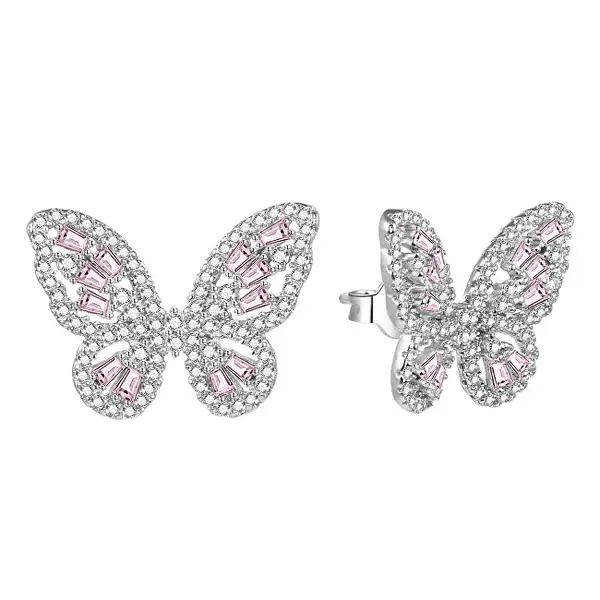 Agato Beautiful Silver Butterfly Earrings AGUP3094-W/P