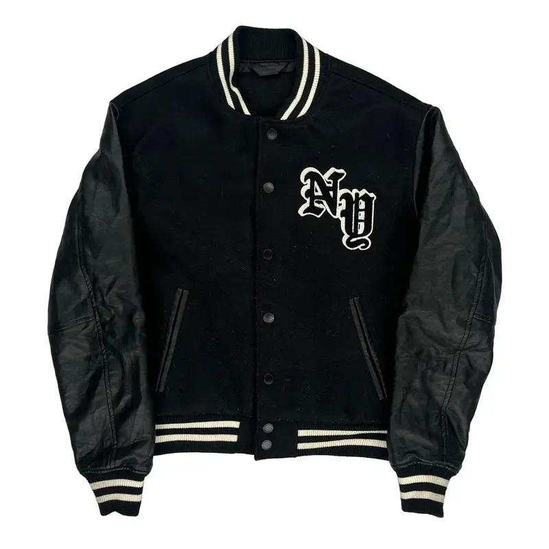 Ny Unbranded College Varsity Jacket - XL Black Wool Blend