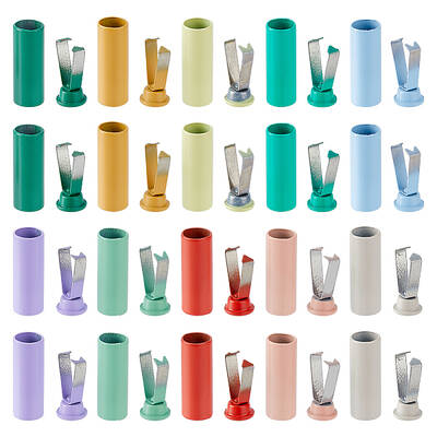40Pcs 10 Colors Spray Printed Alloy Aglets for Shoelaces