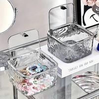 Clear Hair Tie Storage Box, 1 Count Hair Accessories Storage Box with Lid, Desktop Storage Organizer for Home Bathroom Bedroo...