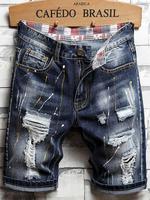 Men's Regular Fit Ripped Jeans, Casual Street Fashion Denim Shorts for Summer, Fashion Men's Bottoms for Daily Wear, Cotton, ...