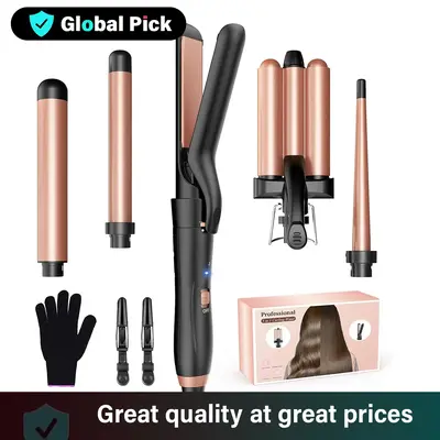 BESTOPE PRO 5-in-1 Curling Iron Set with Hair Straightener, 3 Curling Irons, 3 Ceramic Curlers, 2 Temperature Rapid Heating C...