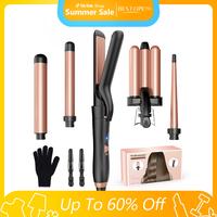 BESTOPE PRO 5-in-1 Curling Iron - Curling Iron Set with Hair Straightener, 3 Curling Irons, 3 Ceramic Curlers, 2 Temperature ...