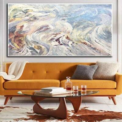 Extra Large Abstract White Paintings On Canvas Acrylic Painting Original Marble Wall Art Oil Fine Art Contemporary Art Decor ...
