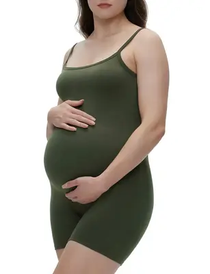 POSHDIVAH Women's Maternity Spaghetti Strap Bodysuit Shorts Pregnancy Bodycon Jumpsuit Sleeveless Tank Top Romper Shapewear s...