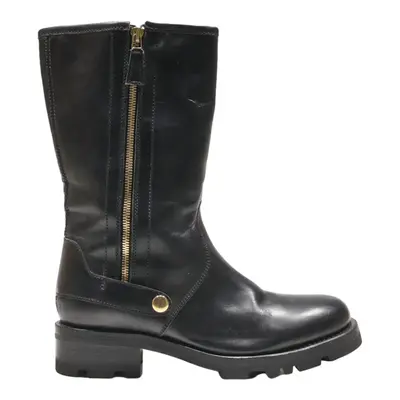 JIL SANDER High Boots Black Leather Womens UK 3.5