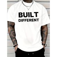 Men's Short Sleeve Red T-Shirt, Printed with 'Be Different' Words, Suitable for Casual Wear