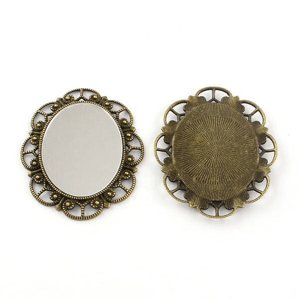 Alloy Oval Mirror Big Pendants