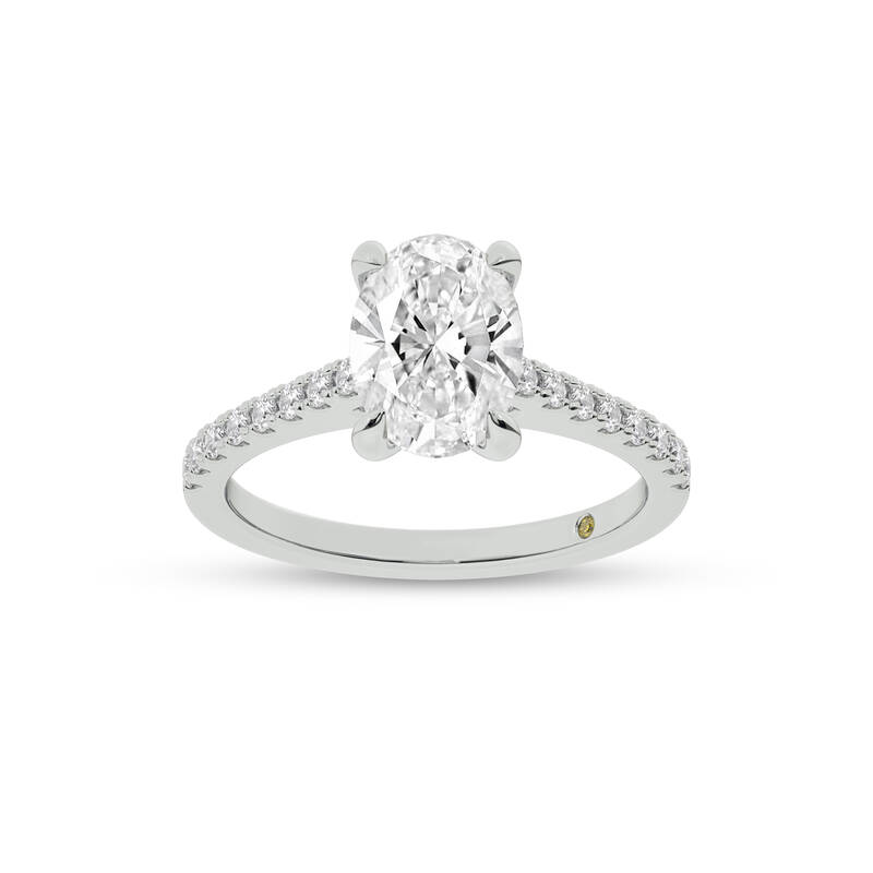 Destiny Half Coverage Oval Lab Diamond Engagement Ring | 18K White Gold 1 1/4 CT. TW.