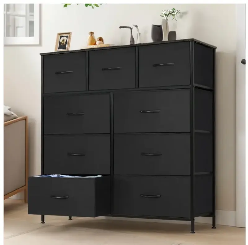 Dressers with 9 Fabric Drawers, 9 Drawers Organization Furniture for Kitchen, Office, Hallway, Black