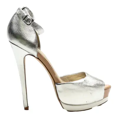 ALDO Platform Heels Silver Leather Womens UK 5