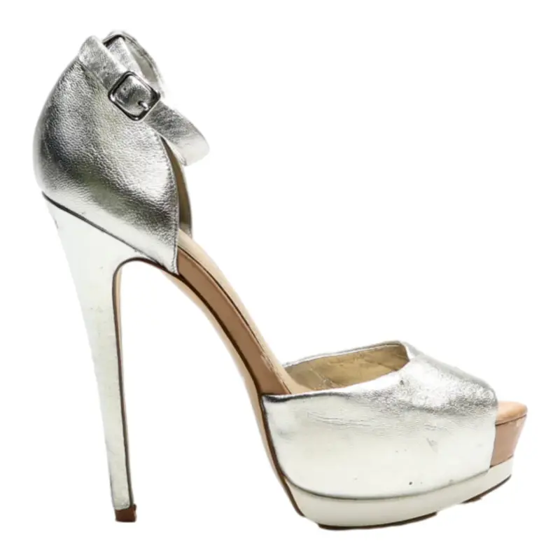 ALDO Platform Heels Silver Leather Womens UK 5