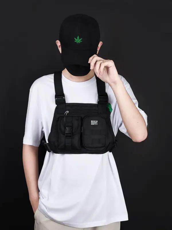 Men's Summer Oxford Vest Bag, Chest Pack Sling Bag for Men, Waterproof Running Ridding Lightweight Vest Packs, Utility Pack K...