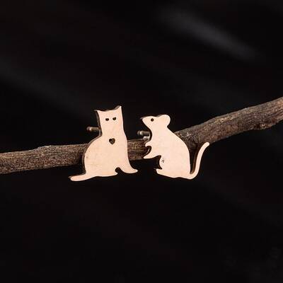 Stainless Steel Small Animal Stud Earrings for Women