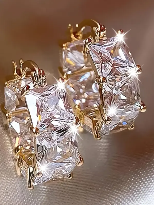 S925 Sterling Silver Rhinestone Decor Dangle Earrings, High Quality Earrings, Fashion Jewelry for Party, Daily Clothing Decor...