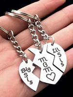 Family Love Fragment Cute Keychain, Summer Fashion Letter Pattern Engraved Ring & Heart Shape Pendant Key Holder & Key Fob fo...