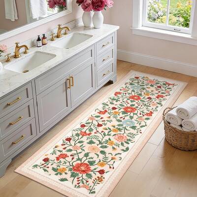 Garvee Bathroom Runner Rug 2x6 Machine Washable Non-Slip Kitchen Runners for Hallways Soft Low Pile Lightweight Long Carpet R...