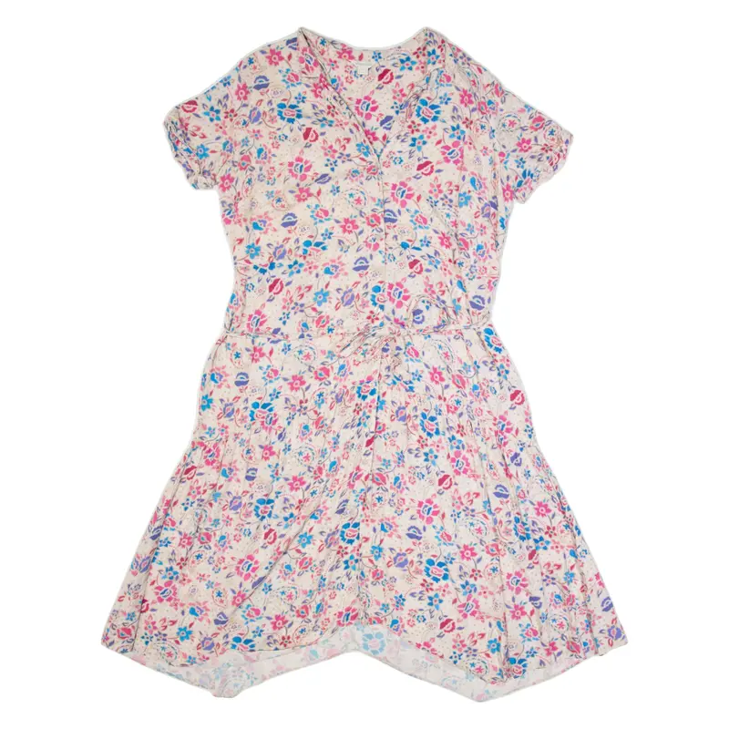 MONSOON Womens Tank Dress Pink Floral Short Sleeve Midi 2XL