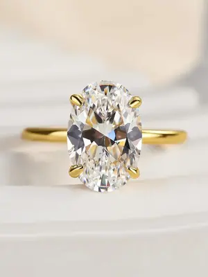 S925 Sterling Silver Egg Shaped Artificial Zircon Ring, Luxury Elegant Ring, Jewelry Gift for Women & Girls, Exquisite Jewelr...