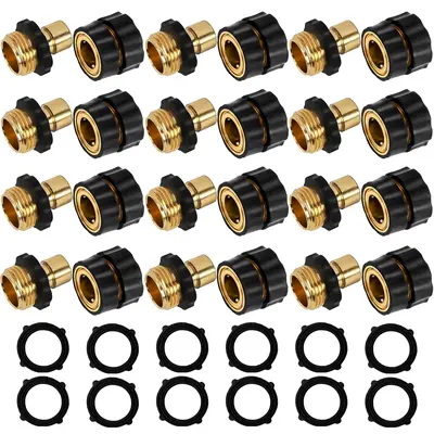 6 Pack / 12 Pack 3/4 Inch Garden Hose Quick Connect, Quick Connect Garden Hose Fittings, Male and Female Water Quick Release ...