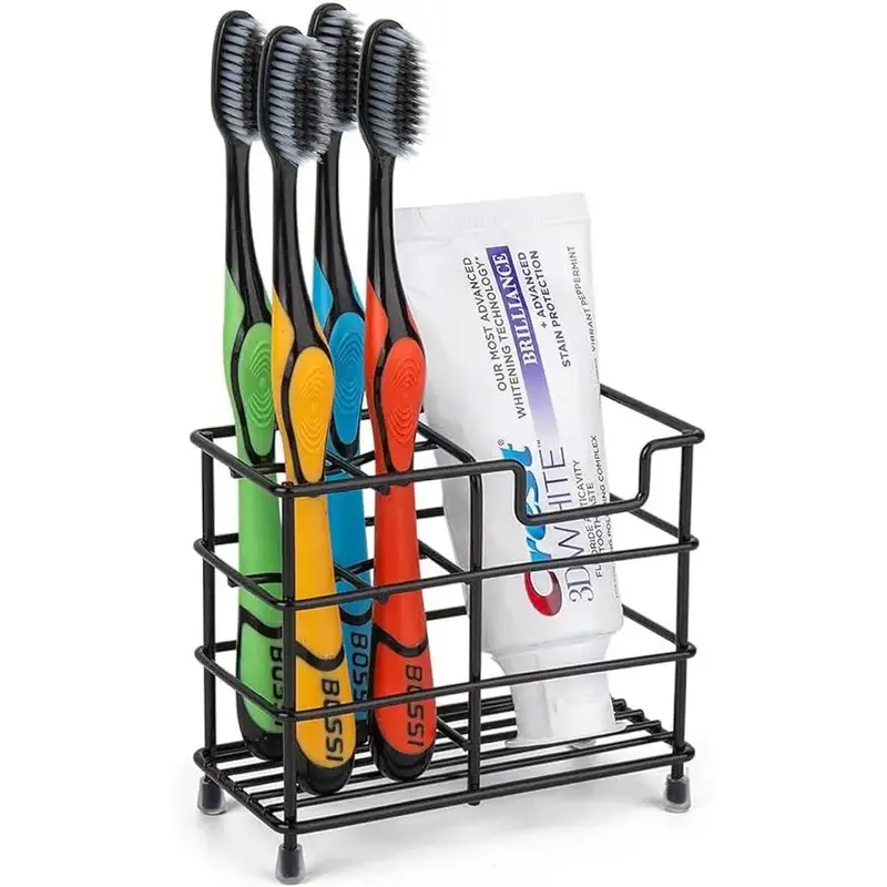 Toothbrush Holder for Bathrooms, Stainless Steel Bathroom Black Toothbrush and Toothpaste Holder Restroom Organizing