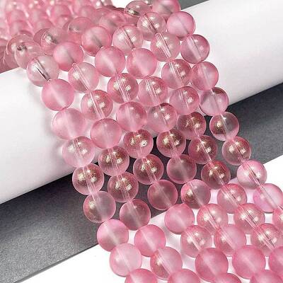 Frosted Transparent Glass Bead Strands