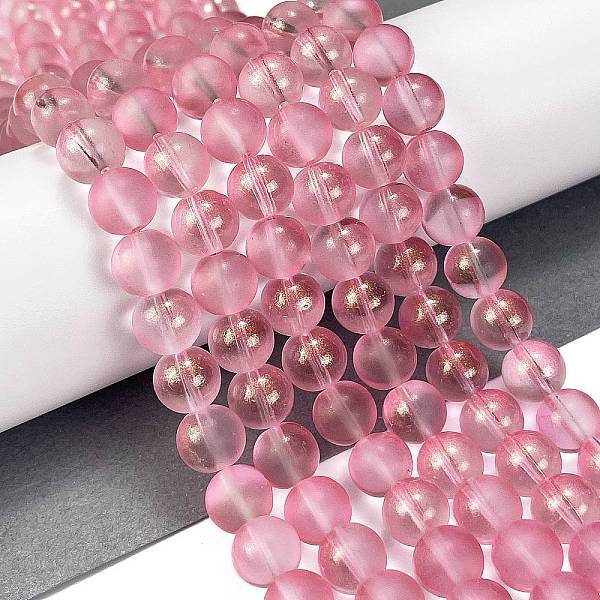 Frosted Transparent Glass Bead Strands