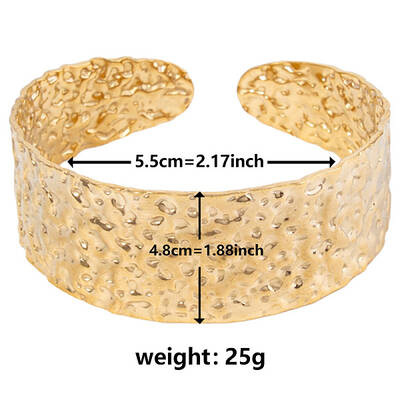 Vintage Hammered 304 Stainless Steel Cuff Bangles for Women