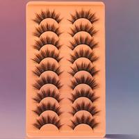 Summer Natural False Eyelashes, 9 Pairs Wispy Cat Eye Faux Strip Lashes, Volumized False Eyelashes for Women and Girls Eye Ma...