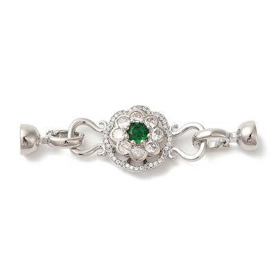 Brass Micro Pave Clear Cubic Zirconia Fold Over Clasps