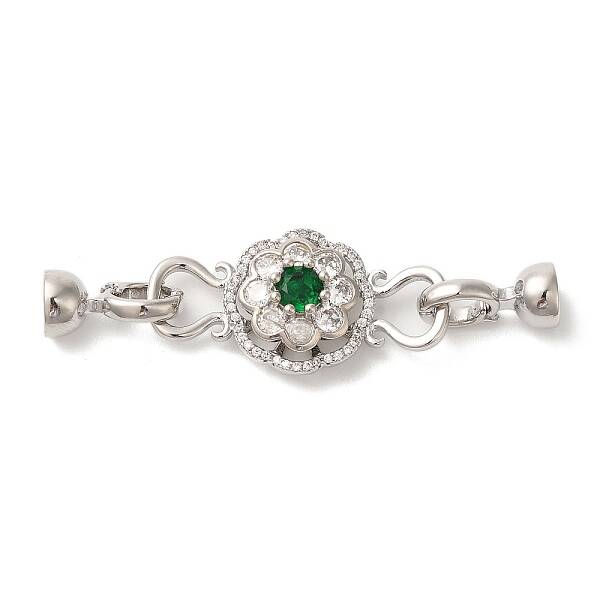 Brass Micro Pave Clear Cubic Zirconia Fold Over Clasps