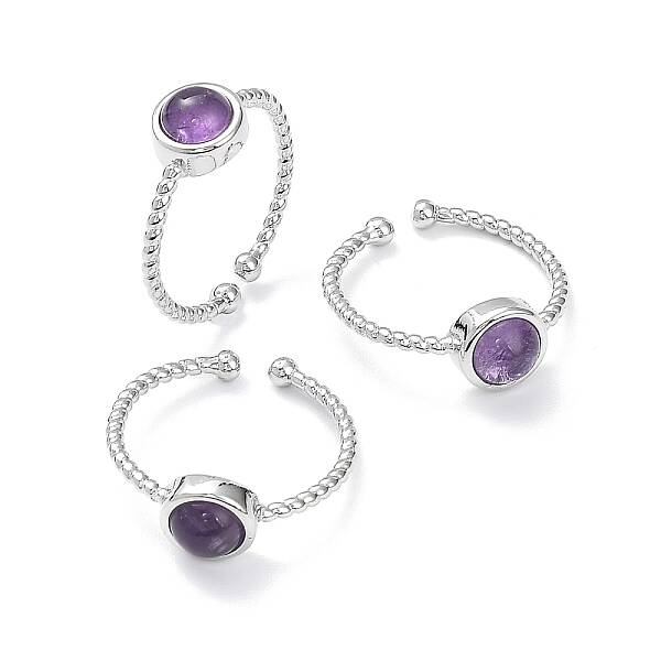Natural Amethyst Cuff Rings