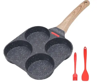 Juvenixs Nonstick 4-Cup Egg Frying Pan without lid :Perfect for Breakfast, Pancakes, Hamburger, and More Cookware Compact  In...