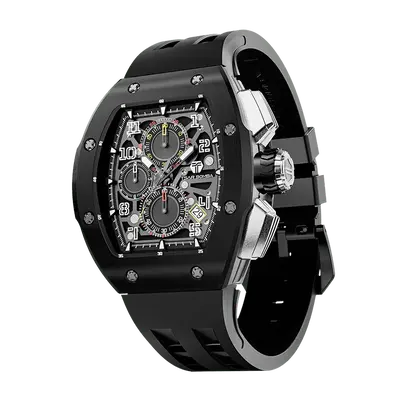 TSAR BOMBA Men's Quartz Watch | Black | Atomic TB8214 | Stanless Steel Bezel | Luxury Sport Watch | 50M Waterproof Sapphire G...