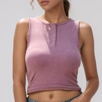 Women’s Ribbed Henley Tank Top - Button Down Sleeveless Knit Crop, Casual Slim Fit Stretchy Scoop Neck Vest for Daily Wear,...